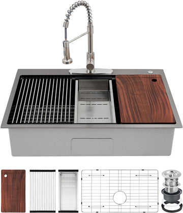 Lavello in acciaio inox Garvee con una vasca 84 x 56 x 23 cm per bar e cucina, moderno, calibro 16, argento