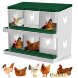 GARVEE Nido per Galline in Metallo con 6 Scomparti – Resistente alle Intemperie, Ideale per Pollai e Allevamenti Avicoli, 81,3×43,2×67,2 cm - Verde