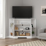 Mobile TV Angolare Garvee per TV Fino a 55" con Presa di Corrente, Legno Rustico, Soggiorno, 115 cm, Marrone