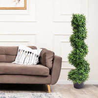 Garvee, set di 2 alberi di bosso artificiale a spirale da 35 pollici per esterni, resistenti ai raggi UV, facili da curare, in polietilene, vaso di plastica, per giardino e patio