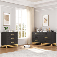 Cassettiera in legno Garvee per camera da letto, 3 cassetti, MDF, nero, moderna, robusta, salvaspazio, soggiorno, corridoio