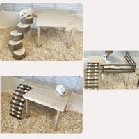 Garvee Piattaforma in Legno per Criceti con Scala Regolabile, Accessorio per Gabbie, Naturale, Facile da Montare e Pulire, Ideale per Piccoli Animali Domestici