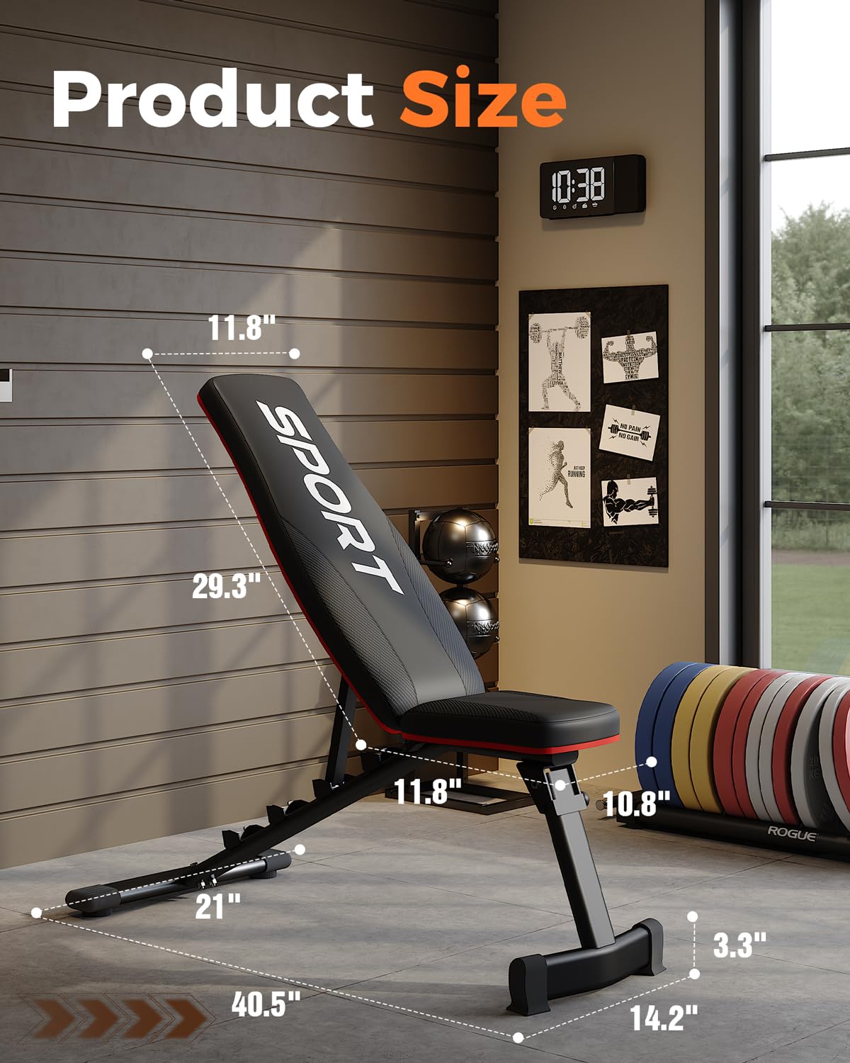 Panca pesi regolabile Garvee, inclinazione a 5 posizioni, per uso domestico, 660 libbre, struttura in acciaio, pieghevole, imbottita, antiscivolo, salvaspazio