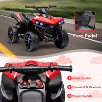Garvee Electric Quad Kids 6V ATV Red – Con luci LED, musica e batteria a lunga durata per bambini dai 3 ai 6 anni in giardino o cortile.