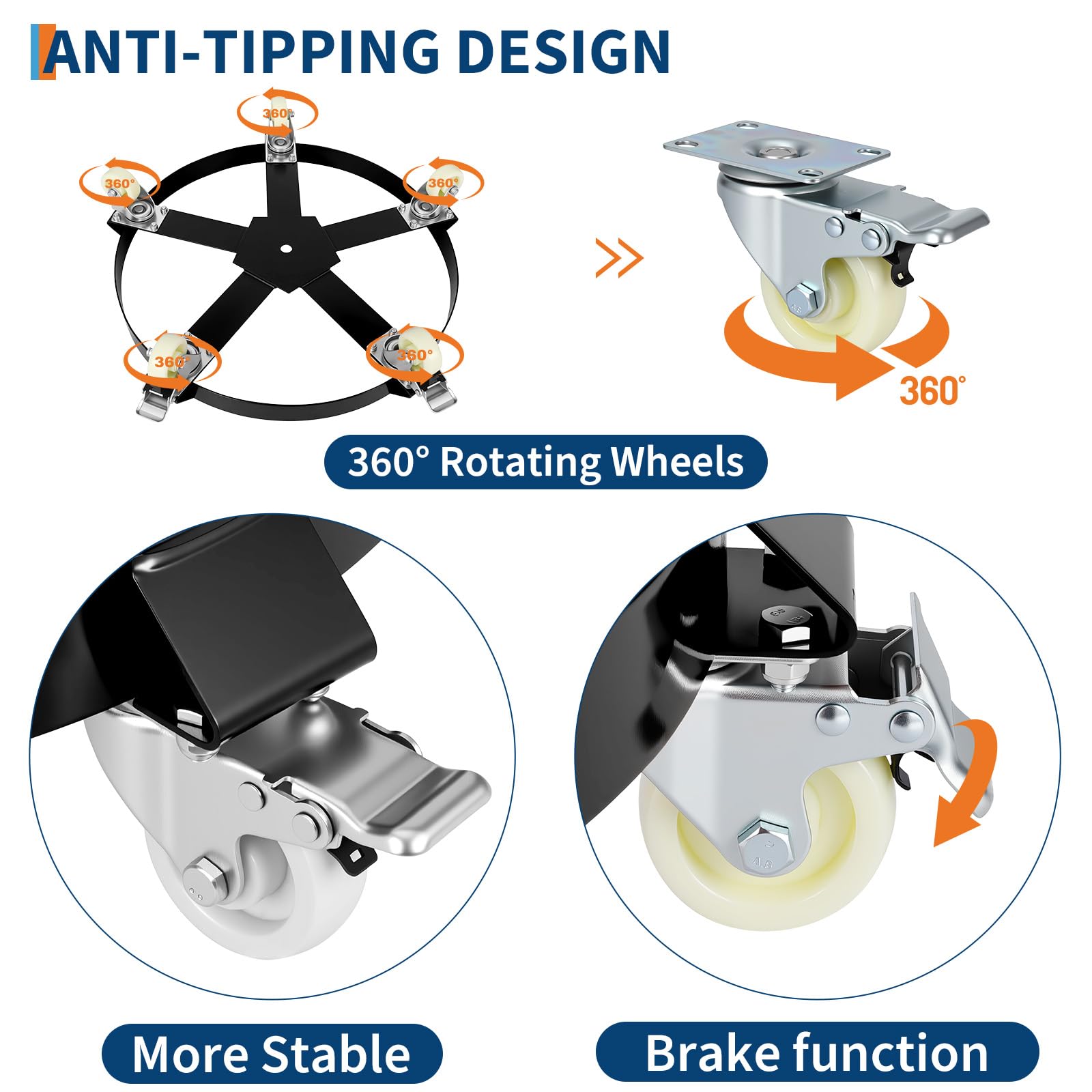 Carrello Portafusti Acciaio Garvee 55 Galloni 1250 libbre - Antiribaltamento per Festa del Papà, Officina