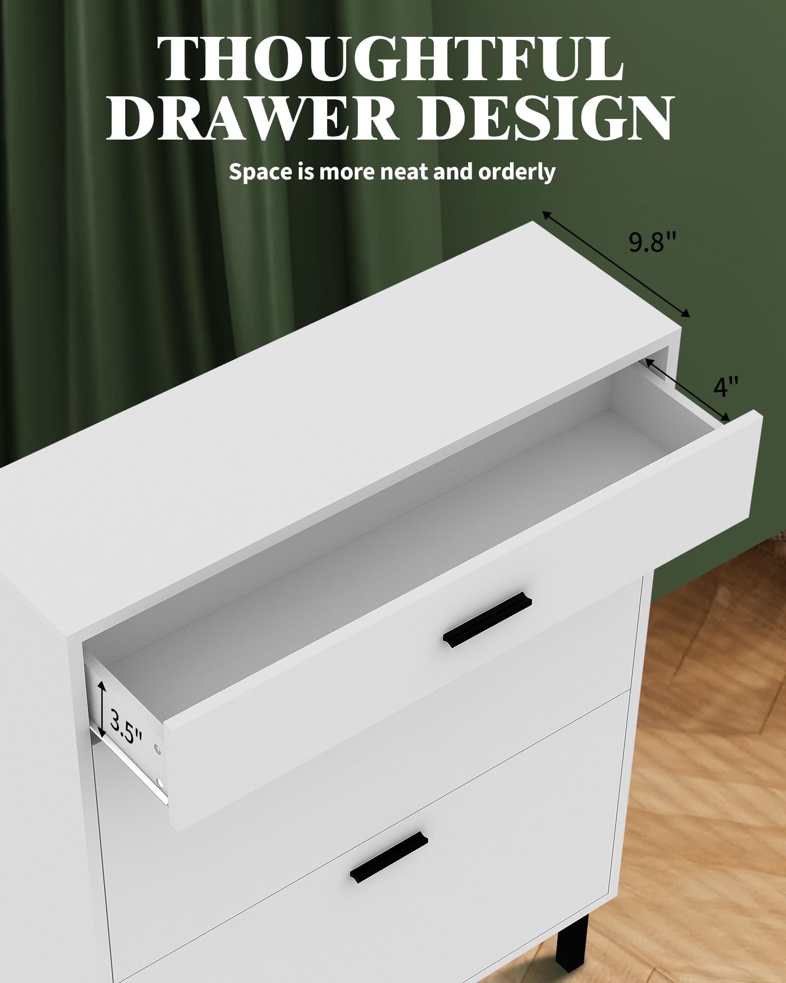 Scarpiera stretta Garvee con 3 cassetti e ripiani regolabili per corridoio e soggiorno, in legno MDF, antiribaltamento, moderna, colore naturale