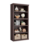 Libreria Garvee Triple Wide a 4 ripiani con robusta struttura in legno per soggiorno, 67,4" H x 31,5" W x 12,8" D, legno di ciliegio - Grigio