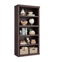 Libreria Garvee Triple Wide a 4 ripiani con robusta struttura in legno per soggiorno, 67,4" H x 31,5" W x 12,8" D, legno di ciliegio