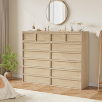 Cassettiera Garvee a 7 cassetti, rovere naturale, per camera da letto, altezza 46 pollici, robusta, design moderno