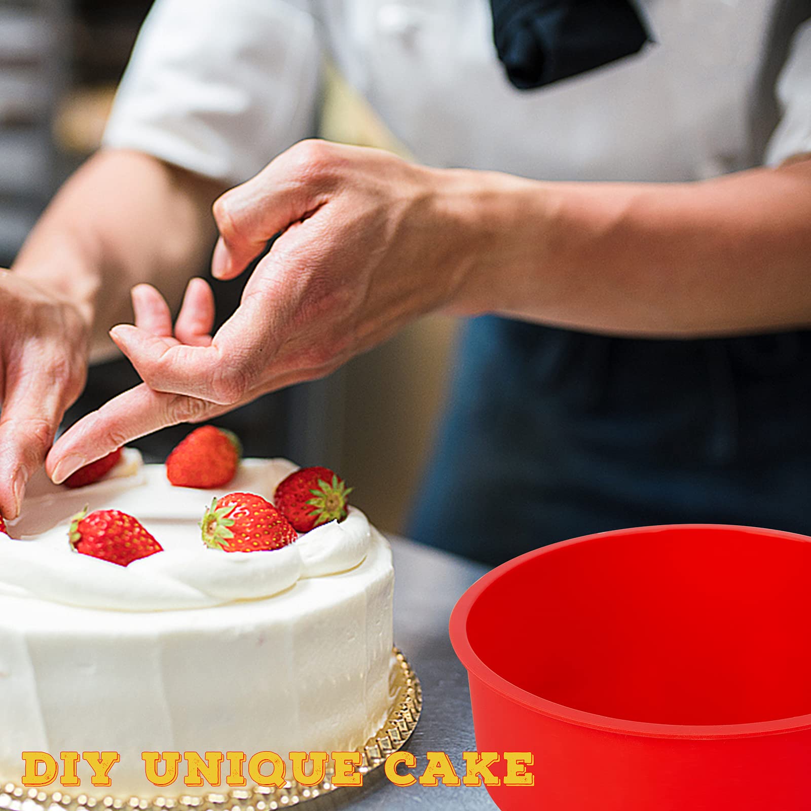 Stampo per torta in silicone Garvee da 2 pezzi, rotondo da 6 pollici, rosso | Antiaderente e a sgancio rapido | Riutilizzabile per feste e dolci