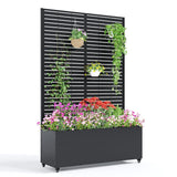 Garvee Letto Da Giardino Rialzato In Metallo Con Graticcio E Ruote, 40 cm Profondo, Acciaio Galvanizzato, Schermo Privacy, Mobile, Per Patio E Balcone - Lourvered