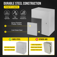 Scatola elettrica per esterni Garvee 20x16x10, custodia in acciaio NEMA 4X IP66, impermeabile e antipolvere, serratura e piastra di montaggio per uso industriale e domestico