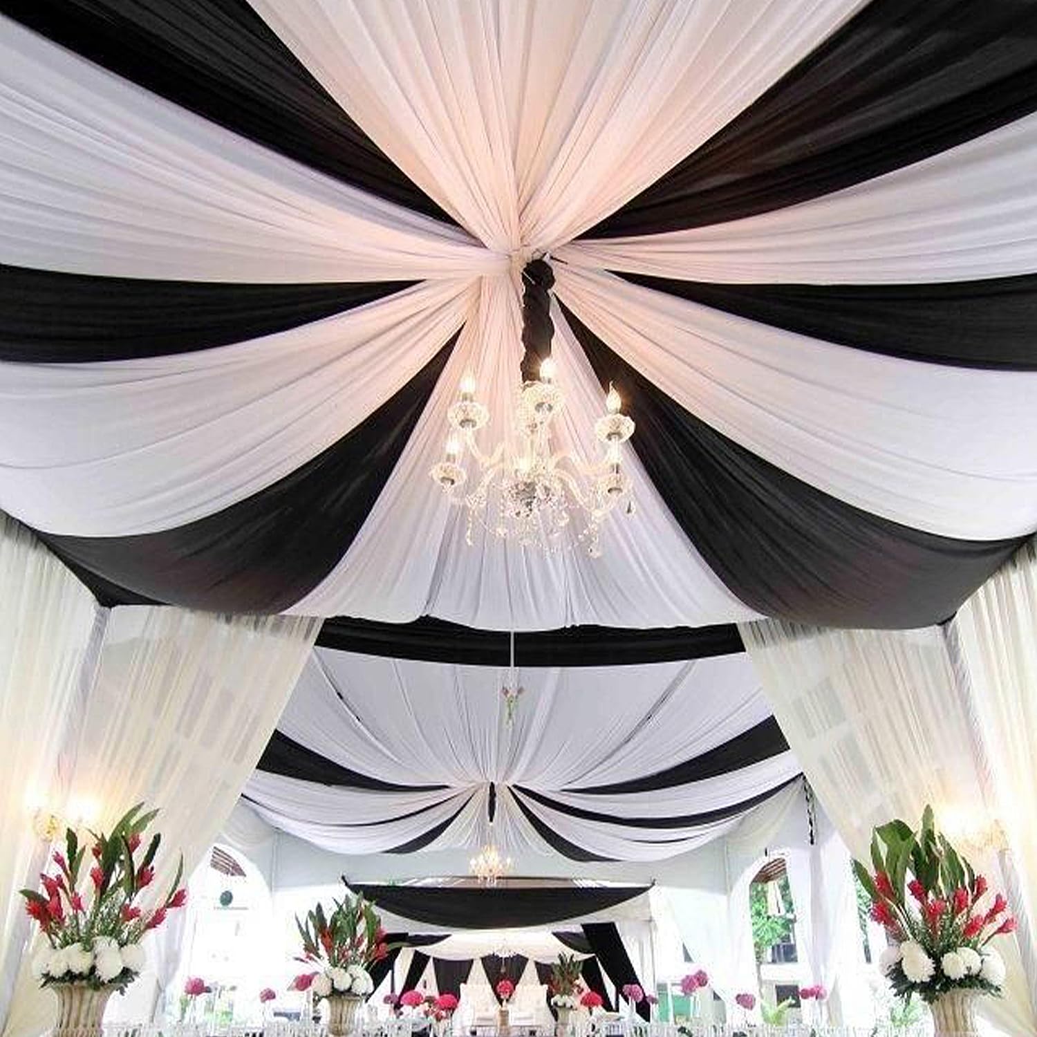 Tende da soffitto Garvee per matrimoni, 6 pannelli 1,5x6 m in chiffon bianco per cerimonie, ricevimenti, banchetti