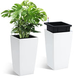 Set di 2 fioriere Garvee alte 16" nere con irrigazione automatica e indicatore del livello dell'acqua per uso interno ed esterno - Blu