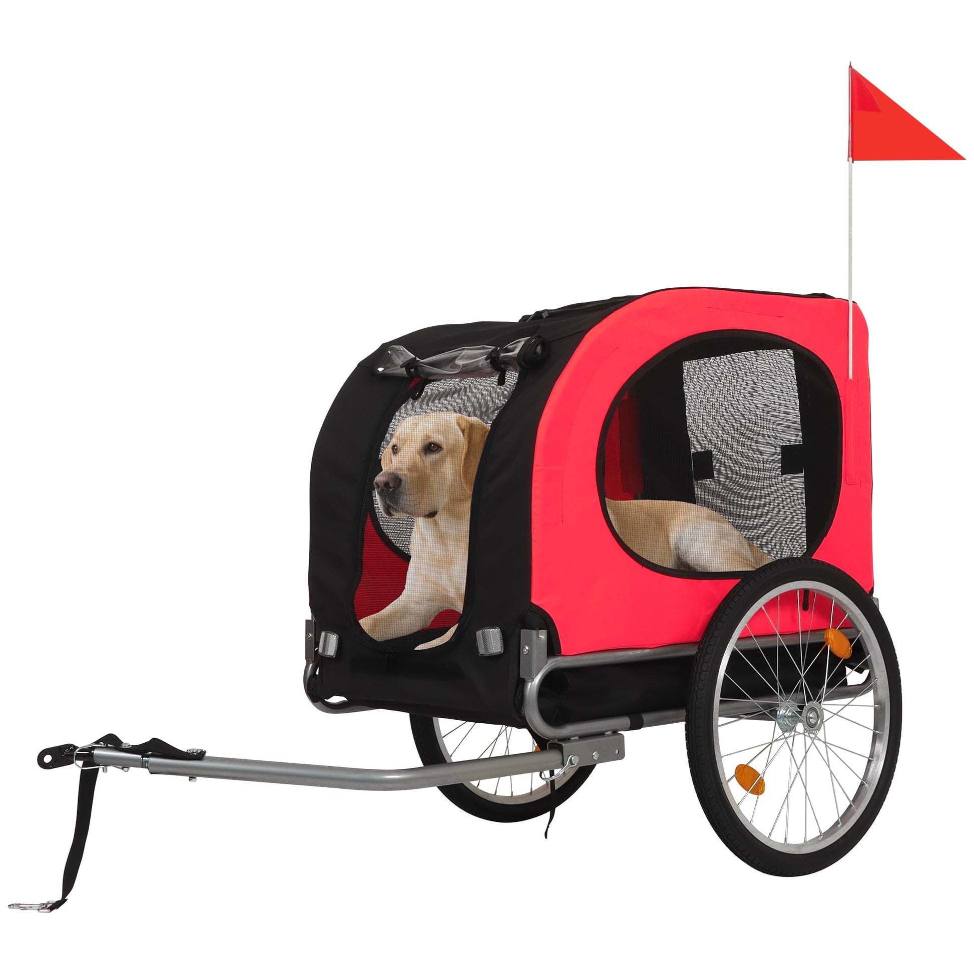 Rimorchio pieghevole per bici per cani Garvee, per cani di grossa taglia fino a 40 kg, pneumatici da 16", tessuto Oxford impermeabile, avventure all'aria aperta, nero