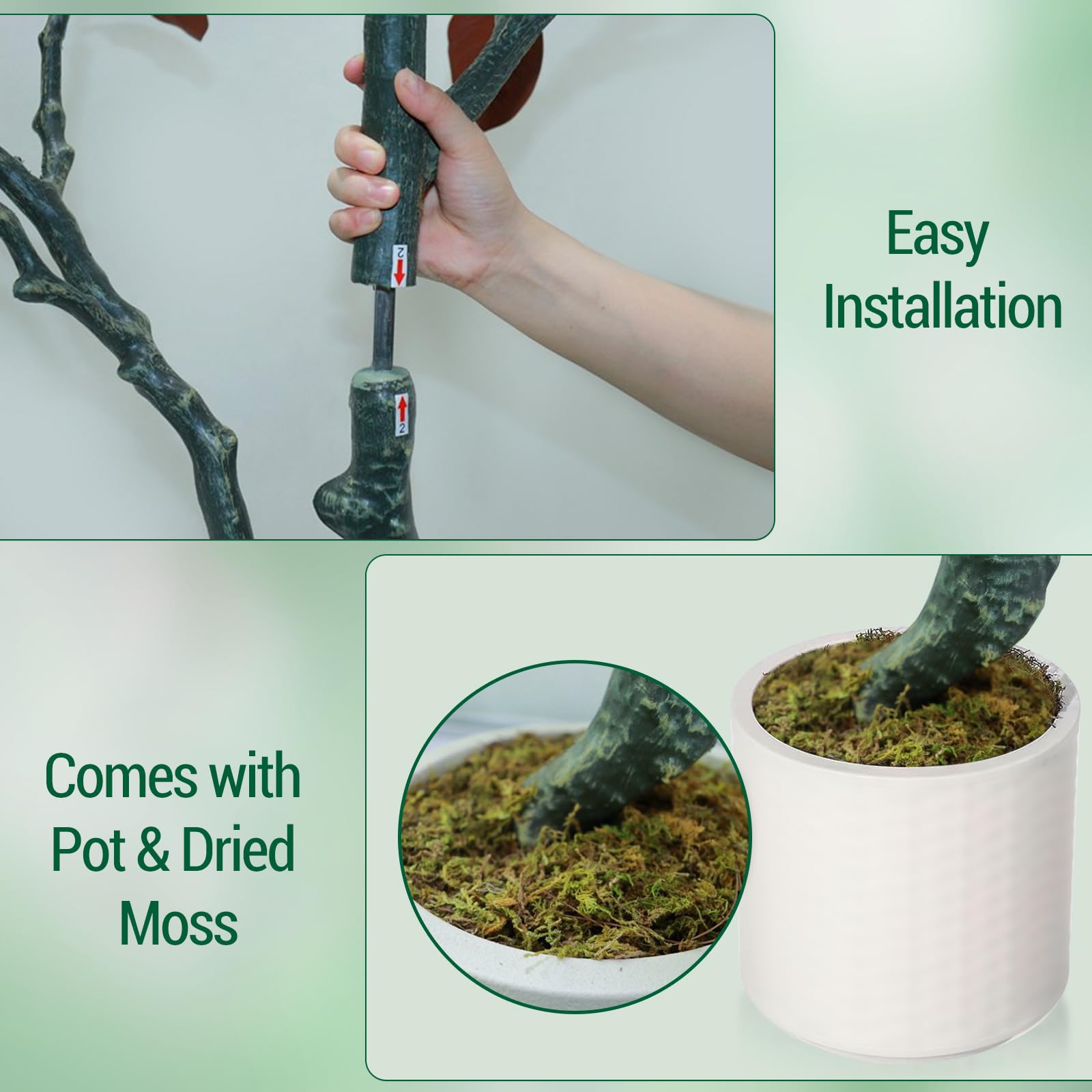 Albero di magnolia artificiale Garvee da 6 piedi con fiori e foglie in fiore, vaso robusto per soggiorno ufficio, verde