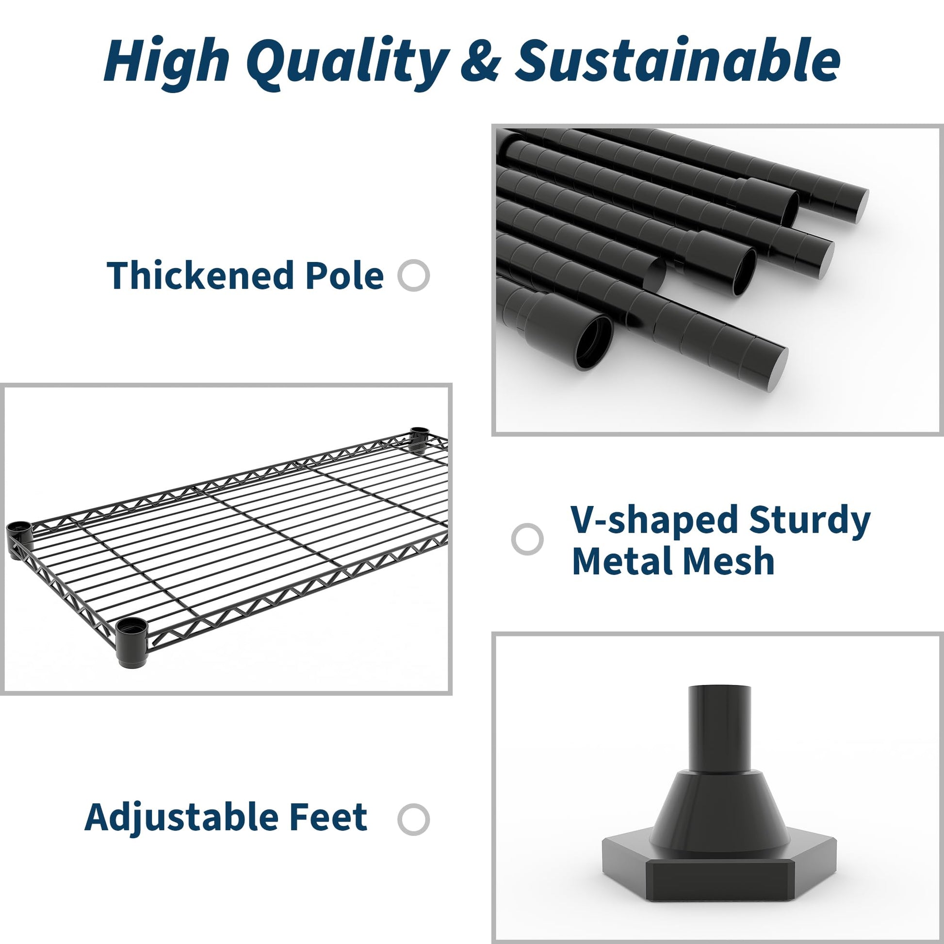 Mobiletto portaoggetti in metallo Garvee da 70" di altezza con ripiani in filo metallico regolabili a 5 livelli per cucina, ufficio, garage, capacità di carico di 1325 libbre, a forma di L, resistente