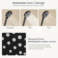 GARVEE Doccia a pioggia senza rubinetto con mensola, sistema doccia regolabile in acciaio inox per doccia, 25 cm nero