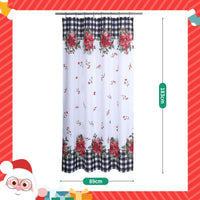 GARVEE Tenda da doccia natalizia in stile retrò con motivo floreale a quadri, lavabile, 89x183 cm, nero e bianco