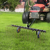 Rastrello per Paglia Garvee Pine 152.4 cm - Ideale per Festa del Papà | 24 Denti Acciaio, Telaio Robusto, Maniglia per ATV/Tosaerba, Cura Prato Foglie Aghi