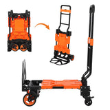 Garvee Carrello Pieghevole 2-in-1 con Cestino, Portata 150 kg, Manico Regolabile, Telaio Acciaio, Ruote Tutto Terreno, Viaggi e Ufficio, Nero, Multi-Posizione - Orange