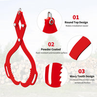 Pinza per tronchi Garvee da 32 pollici con 2 artigli seghettati, capacità di sollevamento di 2200 libbre, acciaio, rivestimento a polvere rossa, per trattori e camion