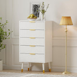 Garvee Cassettiera 5 Cassetti Moderna Bianco per Camera da Letto e Soggiorno, Ampio Spazio, MDF Resistente, Antiribaltamento, Design Verticale