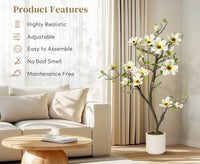 Albero di magnolia artificiale Garvee, 4 piedi, bianco, con rami regolabili, per uso interno ed esterno, ufficio e casa, materiale di alta qualità, base stabile