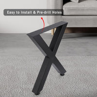 Gambe per tavolino da caffè in metallo Garvee da 16" a forma di X, resistenti, regolabili, nere, per mobili fai da te