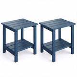 Garvee Tavolino Laterale Adirondack 2 Ripiani HDPE Resistente UV Blu Navy Per Patio E Piscina - Navy Blue