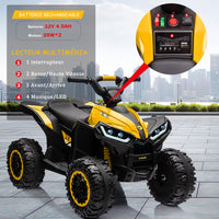 Garvee Kids Quad Giallo 83x53x56cm LED Musica Telecomando – Quad elettrico per bambini dai 3 anni in su con illuminazione e telecomando per genitori per giardino e parco giochi.
