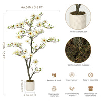 Albero di magnolia artificiale Garvee da 6 piedi, bianco, con rami regolabili, per uso interno ed esterno, struttura in metallo, base stabile