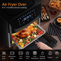 Friggitrice ad aria GARVEE XXL da 18 litri, friggitrice senza olio con finestra di visualizzazione, touchscreen LED, 10 programmi, 1800 W, controllo della temperatura regolabile, risultati di grigliatura eccellenti