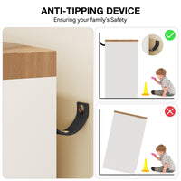 Cassettiera multifunzionale in legno Garvee con 2 ante e 4 cassetti per camera da letto e spogliatoio, impermeabile, robusta, colore legno naturale