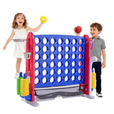 Garvee Gioco da Esterno 4-in-1 - Giant 4-in-a-Row, Basket e Lancio Anelli, Regolabile in Altezza, Plastica PE e PP Resistente, Portatile con Borsa, Per Giardini e Campeggio - Blue