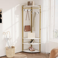 Armadio angolare Garvee con scarpiera, 6 ganci doppi, legno robusto, per corridoio e ingresso, 70,8 pollici, salvaspazio