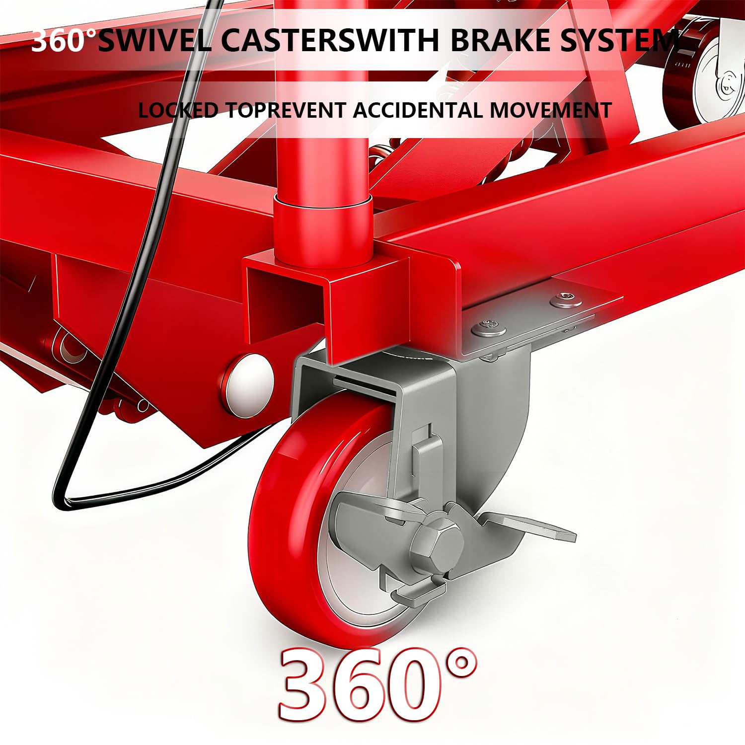 Tavolo elevatore Garvee da 28,5 pollici, manuale, in acciaio, idraulico, capacità di sollevamento di 500 libbre, 4 ruote, per carichi pesanti in garage, officina e industria con altezza regolabile