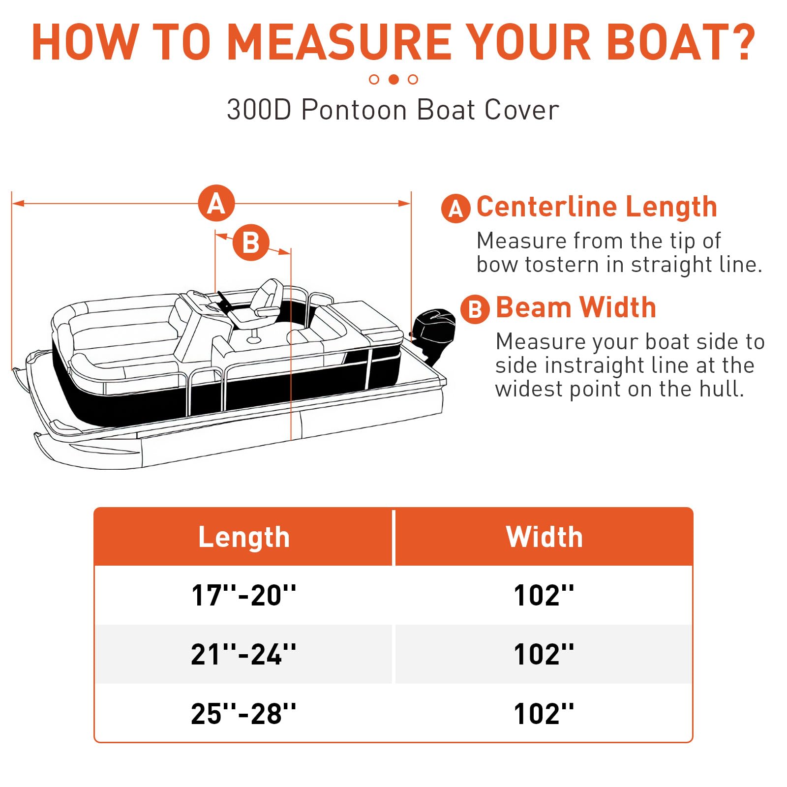 Garvee Heavy Duty Pontoon Boat Cover 25''-28'' Marine Oxford 300D Grigio per rimorchi e rimessaggio Impermeabile Antivento Cinghie regolabili