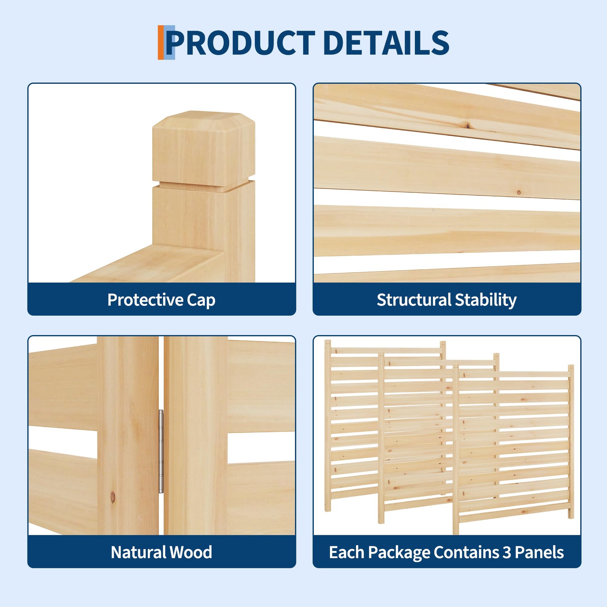 Garvee Recinzione per la privacy da esterno 22x40 pollici in legno con 2 pannelli e fioriera per giardino e terrazza, resistente alle intemperie, stabile e indipendente, legno naturale marrone