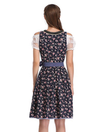 Garvee Abito Dirndl tradizionale da donna, 3 pezzi - Costume bavarese, abito midi, blu navy, taglia 36