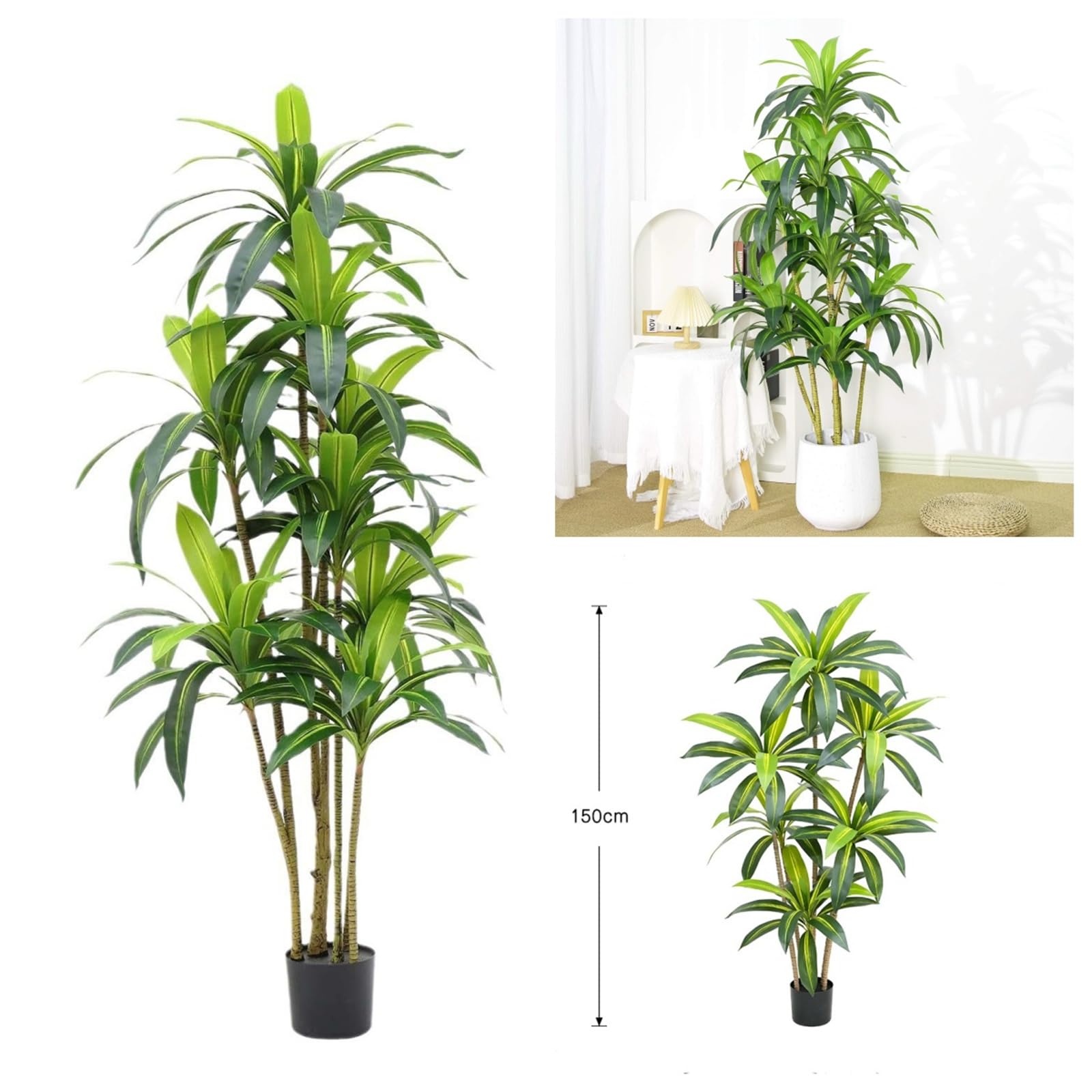 Albero artificiale in legno brasiliano Garvee da 5 piedi, bassa manutenzione, plastica, per ufficio e casa, foglie realistiche, facile da montare