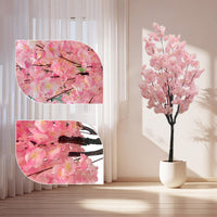 Albero di ciliegio artificiale Garvee da 180 cm rosa con robusto vaso in cemento per casa e ufficio