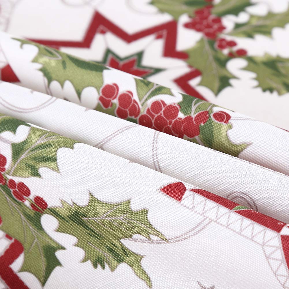 Tovaglia natalizia Garvee in poliestere, 52x52 pollici, impermeabile, resistente all'olio e lavabile, per feste e sala da pranzo, motivo natalizio, rosso