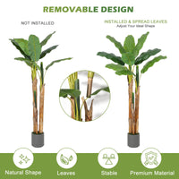 Albero di banano artificiale Garvee da 5 piedi con 11 foglie, foglie in PE, vaso di cemento, grigio per casa e ufficio