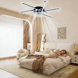 Garvee Ventilatore a Soffitto 32" a Montaggio a Filo con Luce LED, Motore Silenzioso, 6 Velocità Reversibile, Telecomando, App, Regolabile, Nero, Camera da Letto e Soggiorno