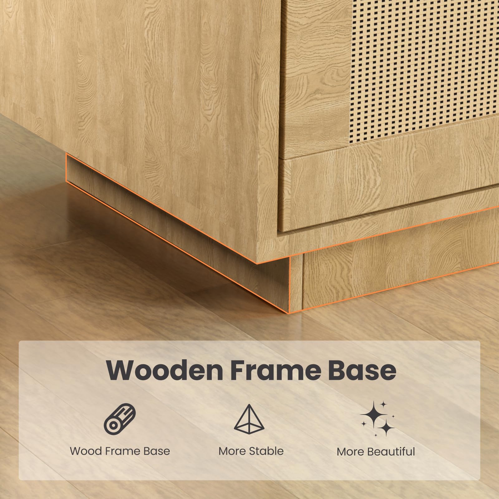 Libreria Garvee a 5 ripiani con ante in rattan, robusto legno MDF, soggiorno e ufficio, 31,5"L x 63"A, stile boho