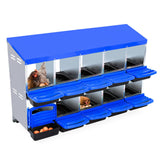 Nido per polli in metallo a 2 livelli Garvee - Con 10 scomparti, tetto impermeabile, base antiscivolo, design scorrevole - Blu