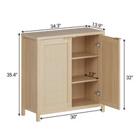 Credenza da cucina Garvee Farmhouse con ante in rattan, ripiani regolabili, legno, ampio spazio di archiviazione, corridoio e sala da pranzo, colori naturali