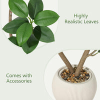 Albero di gomma artificiale Garvee da 7 piedi con vaso in resina bianca, resistente ai raggi UV, durevole, realistico, decorazione per interni, grande pianta da pavimento