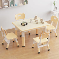 Garvee Tavolo Bambini con 4 Sedie Regolabile Altezza, Piano Scrivibile, Piedi Antiscivolo, Legno Rovere, Casa e Scuola, Multicolore